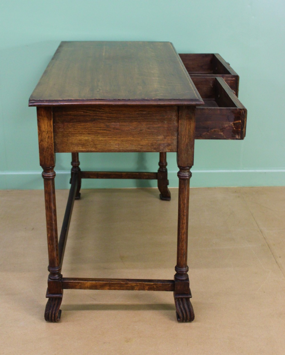 Two Drawer Oak Side Table View XII
