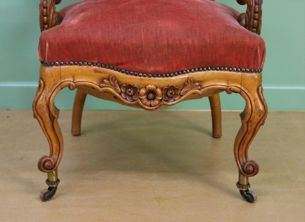 19th Century Carved Walnut Show Wood Armchair View VII
