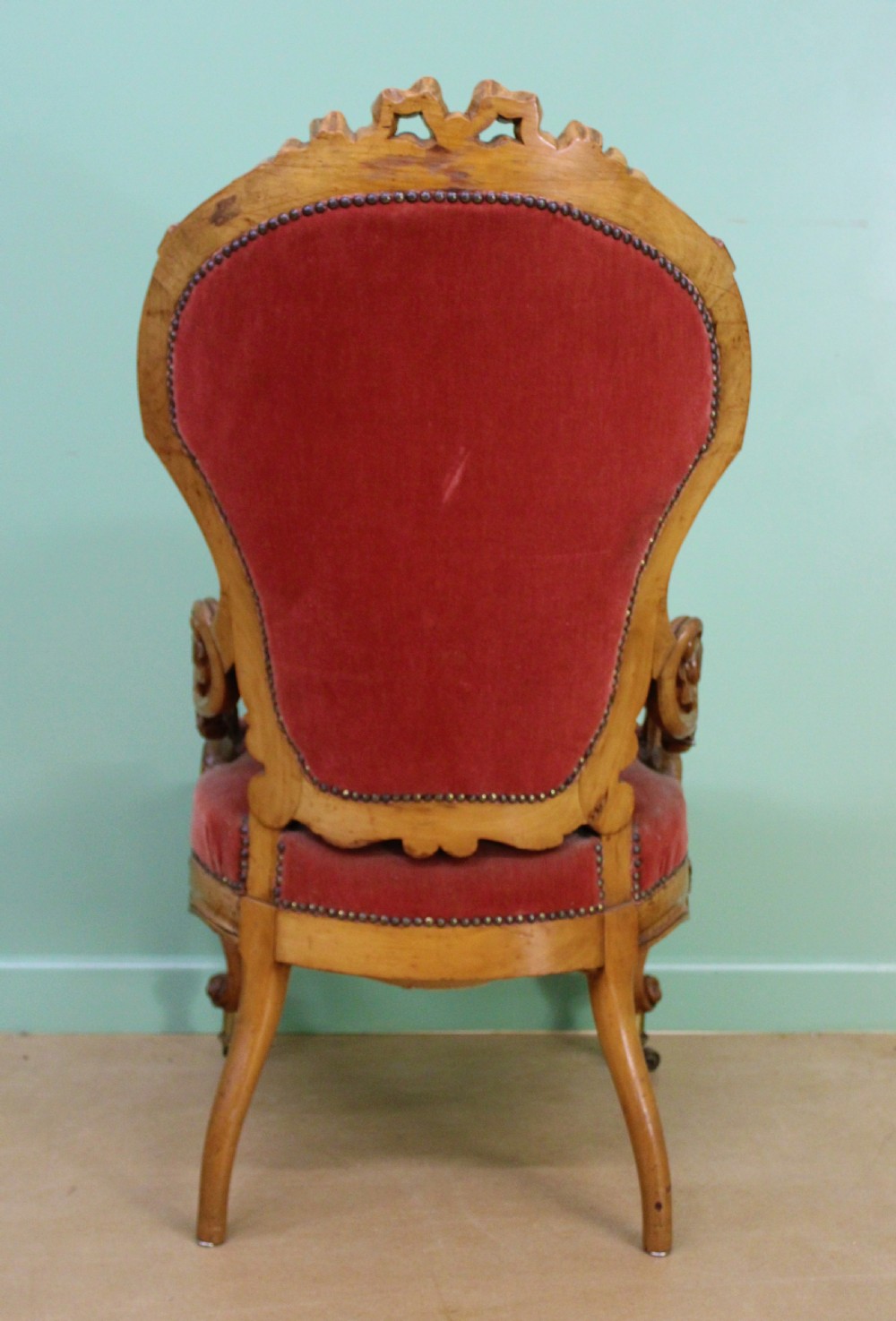 19th Century Carved Walnut Show Wood Armchair View X