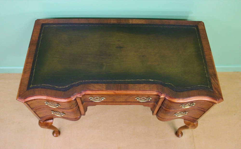 Serpentine Fronted Burr Walnut Writing Table View II