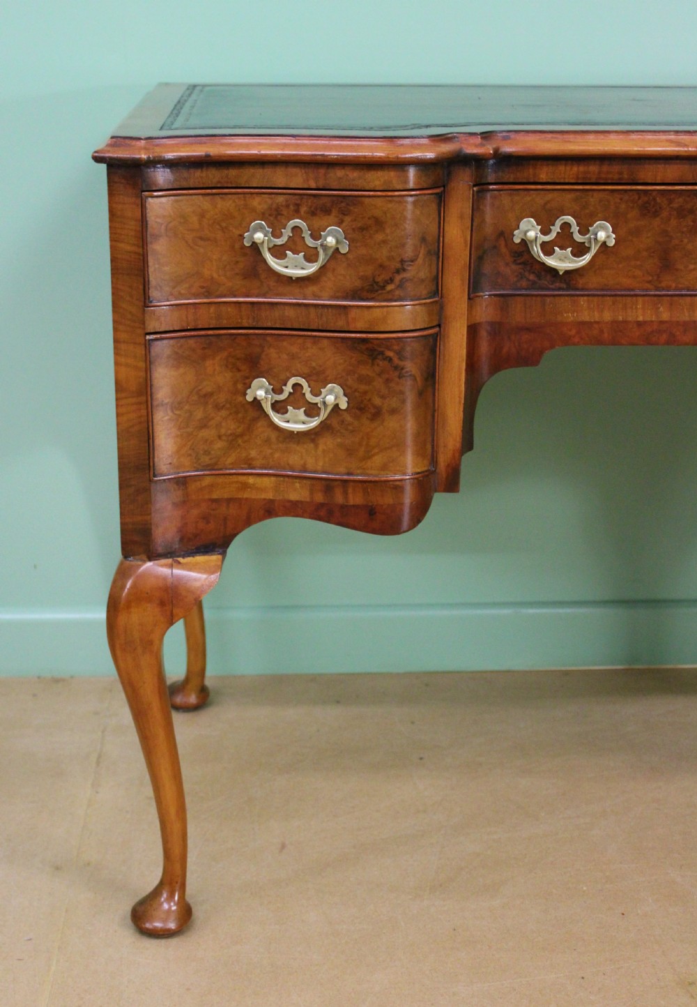 Serpentine Fronted Burr Walnut Writing Table View VII