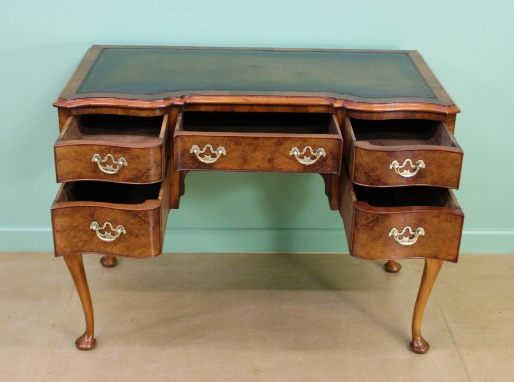 Serpentine Fronted Burr Walnut Writing Table View IX