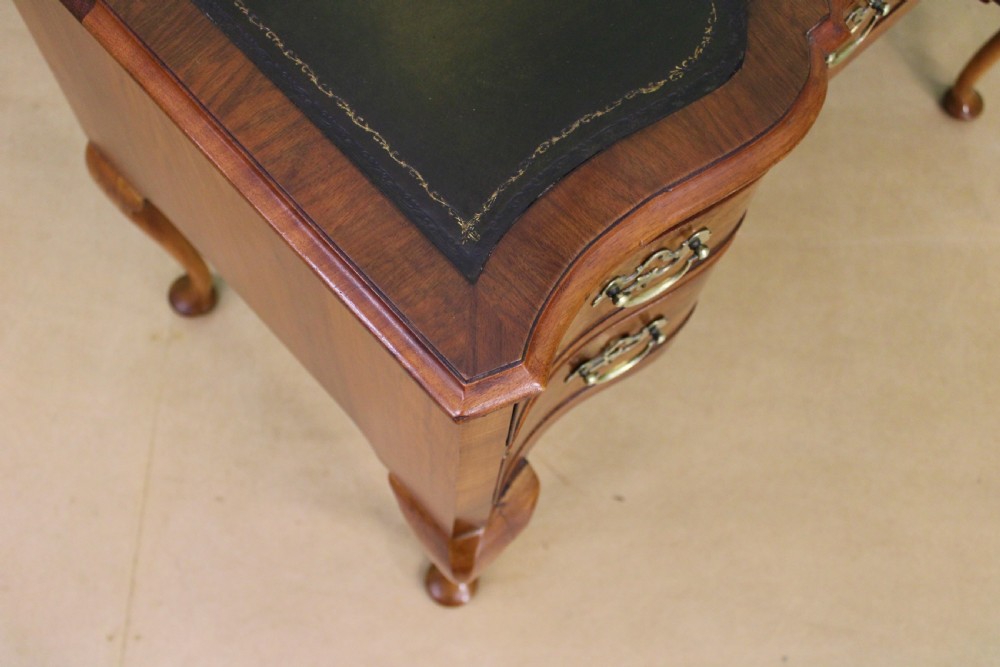 Serpentine Fronted Burr Walnut Writing Table View XI