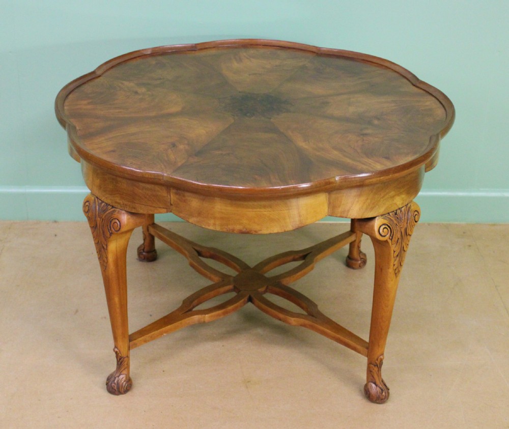 Large Burr Walnut Shaped Top Coffee Table