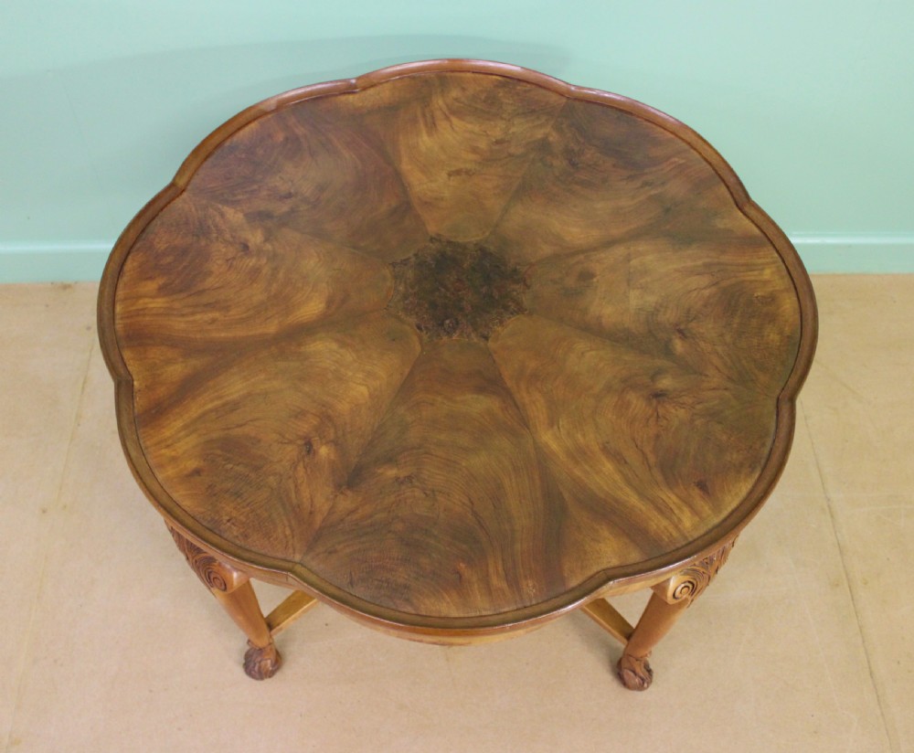 Large Burr Walnut Shaped Top Coffee Table View VI