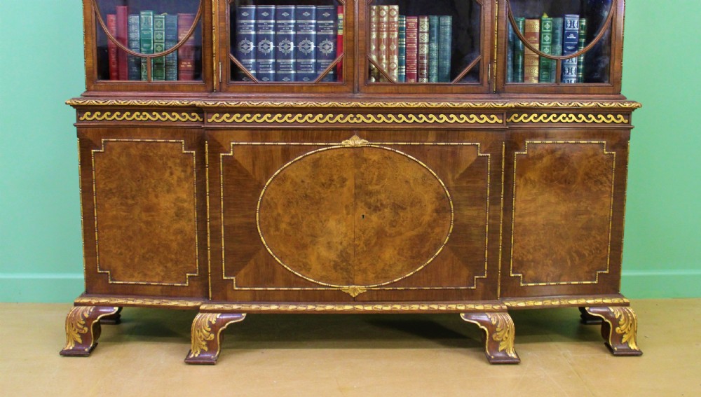 Waring and Gillow Burr Walnut Breakfront Bookcase View IX