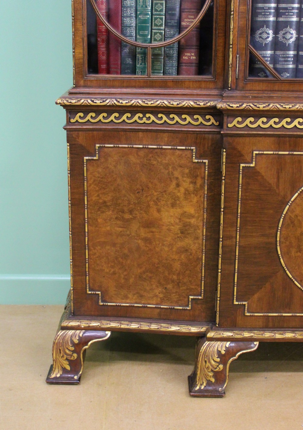 Waring and Gillow Burr Walnut Breakfront Bookcase View X