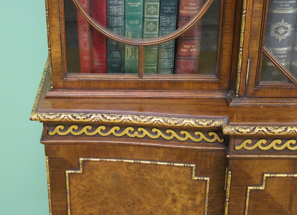Waring and Gillow Burr Walnut Breakfront Bookcase View XIII