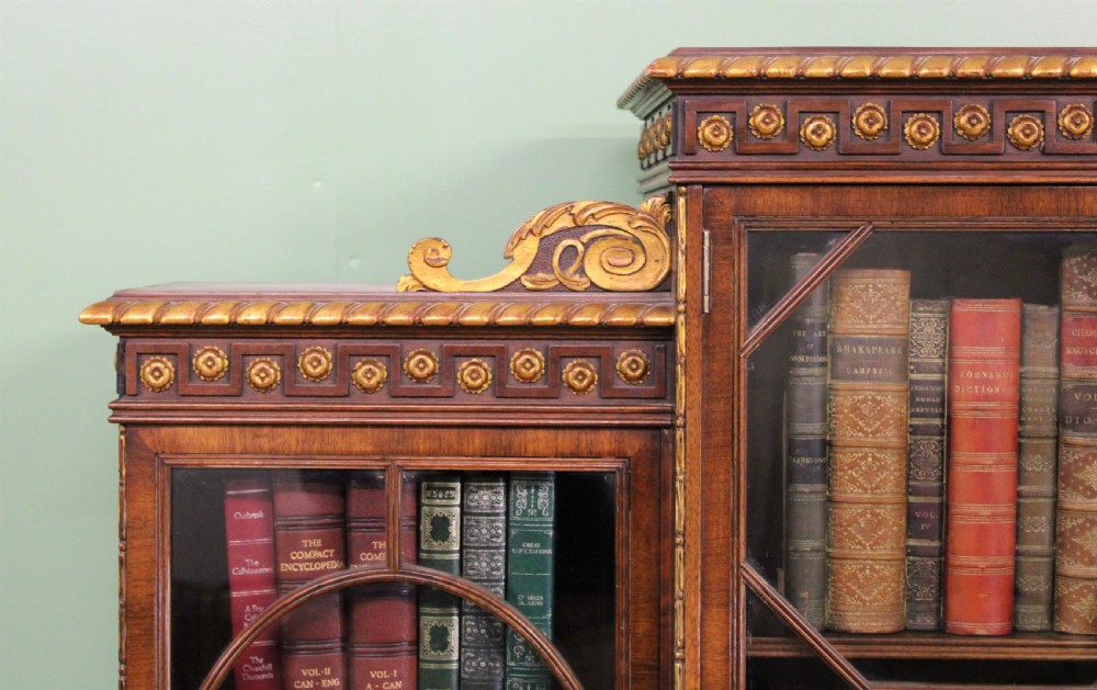Waring and Gillow Burr Walnut Breakfront Bookcase View XV