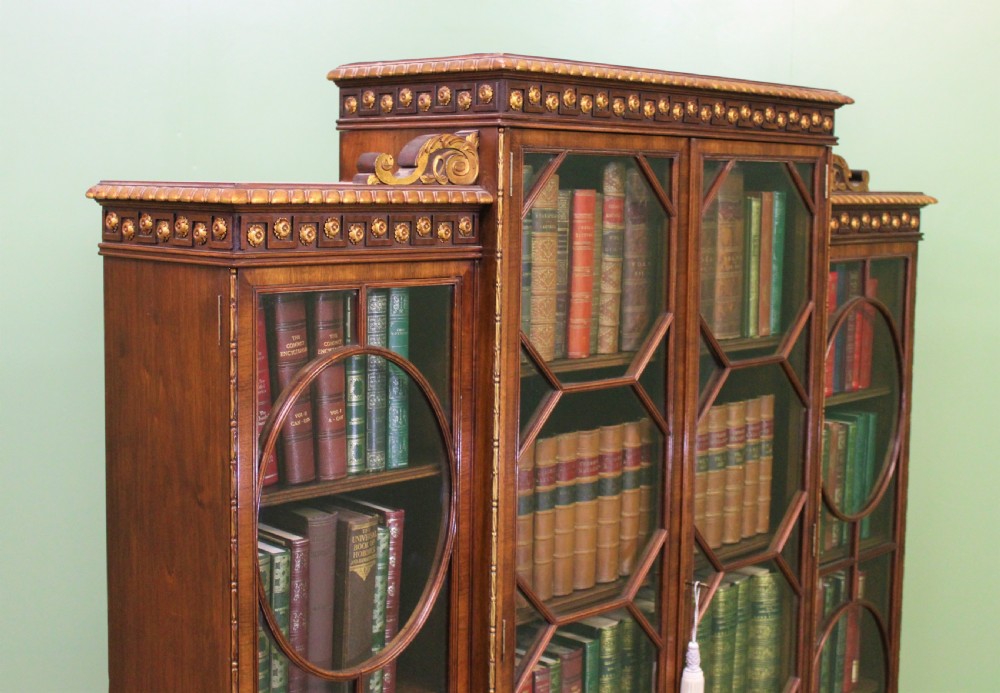 Waring and Gillow Burr Walnut Breakfront Bookcase View XIX