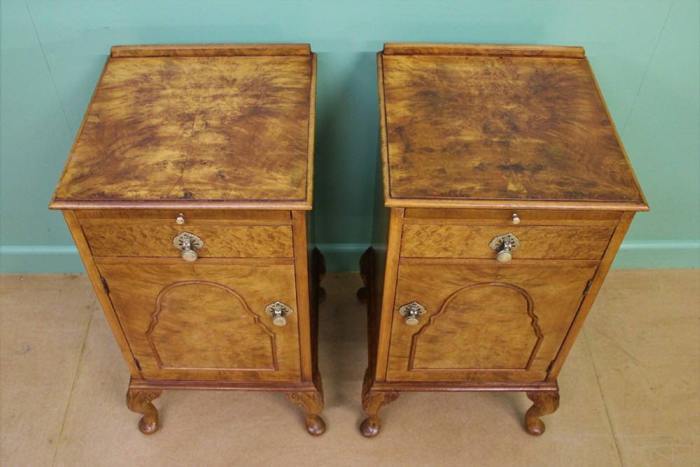 Pair of Burr Walnut Bedside Cabinets View II