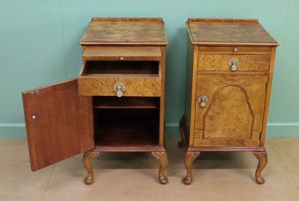 Pair of Burr Walnut Bedside Cabinets View III