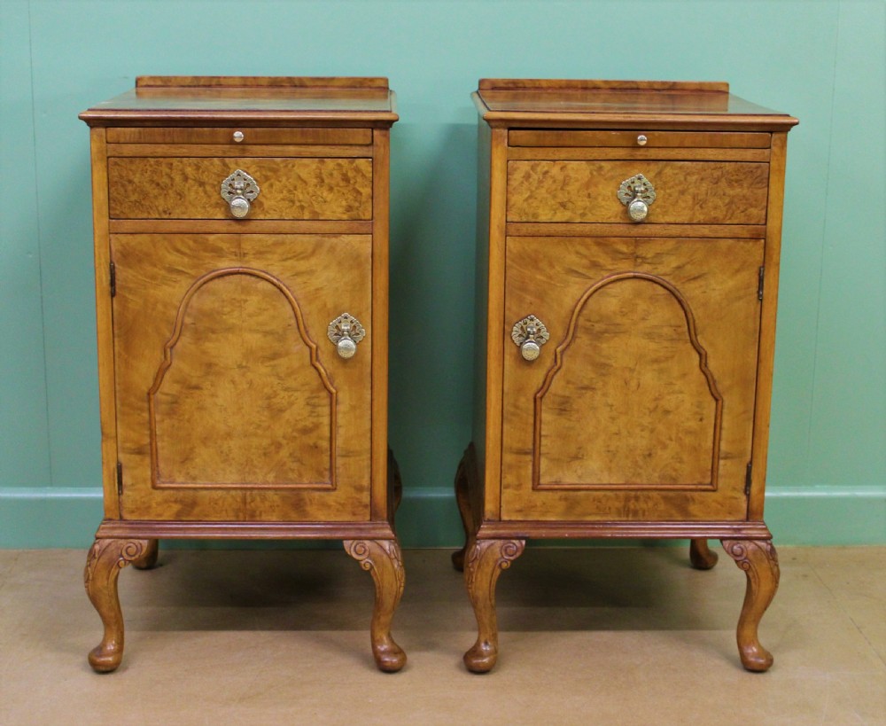 Pair of Burr Walnut Bedside Cabinets View VI