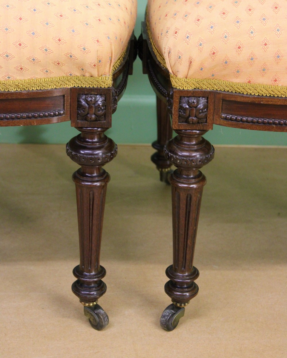 Pair of Victorian Upholstered Mahogany Stools View III