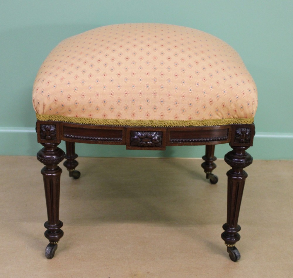 Pair of Victorian Upholstered Mahogany Stools View VI