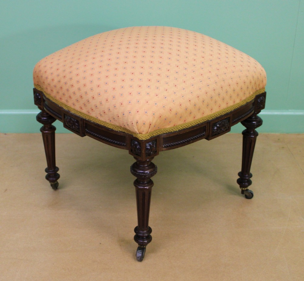 Pair of Victorian Upholstered Mahogany Stools View X
