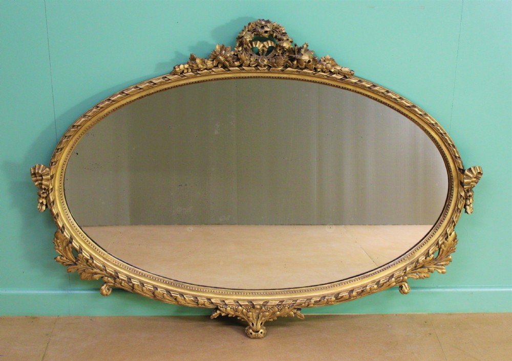 Large Oval Neo-Classical Gilt Wall Mirror