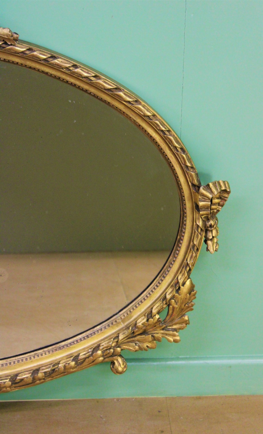 Large Oval Neo-Classical Gilt Wall Mirror View VI