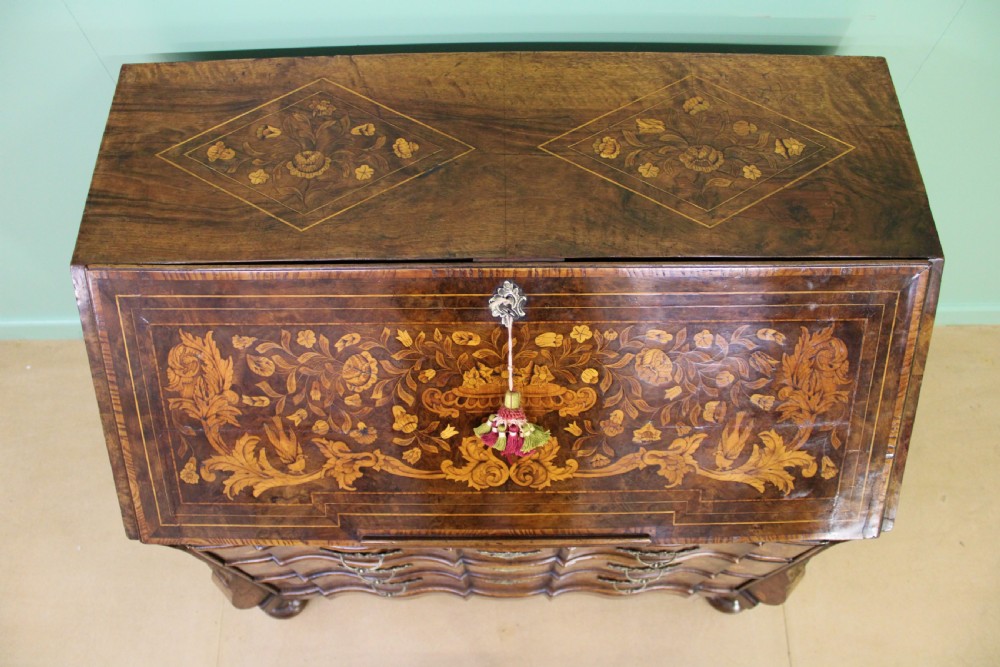 Late 18th C. Dutch Walnut Marquetry Bureau View II