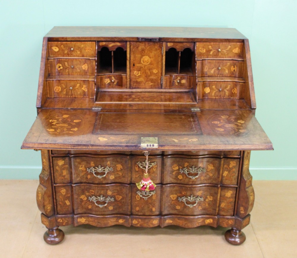 Late 18th C. Dutch Walnut Marquetry Bureau View XIII