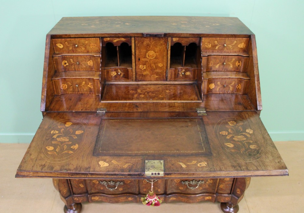 Late 18th C. Dutch Walnut Marquetry Bureau View XIV