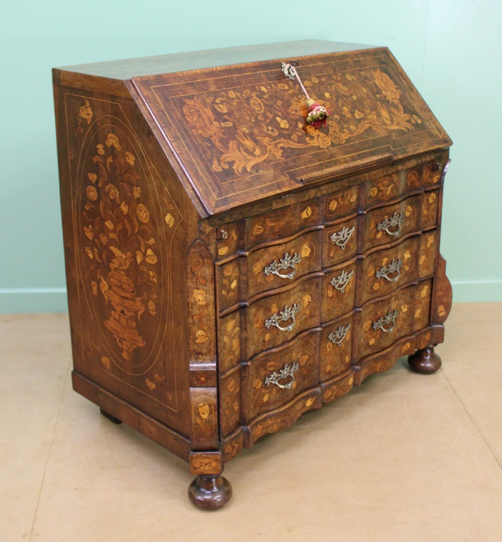 Late 18th C. Dutch Walnut Marquetry Bureau View XIX