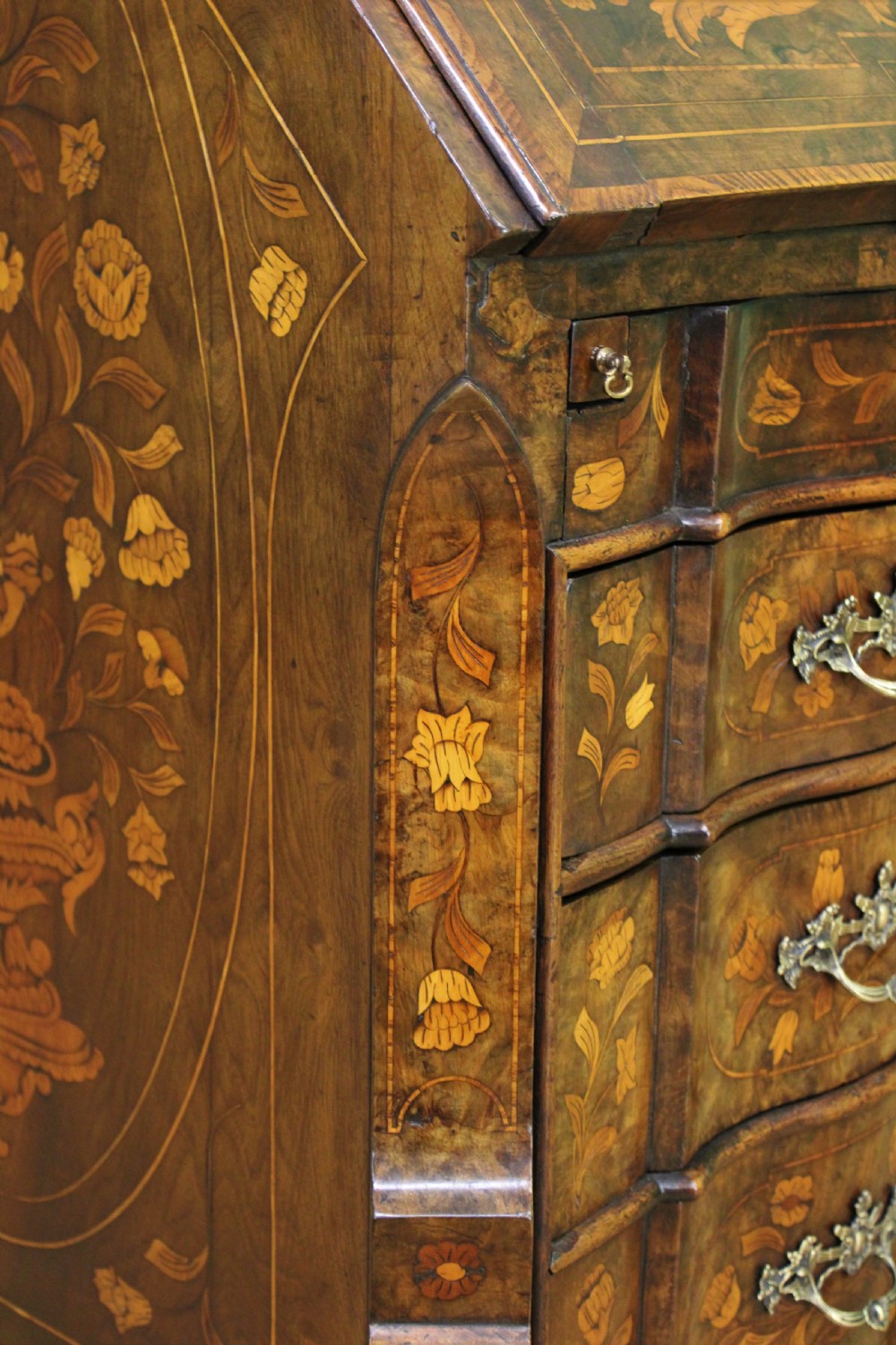 Late 18th C. Dutch Walnut Marquetry Bureau View XXI