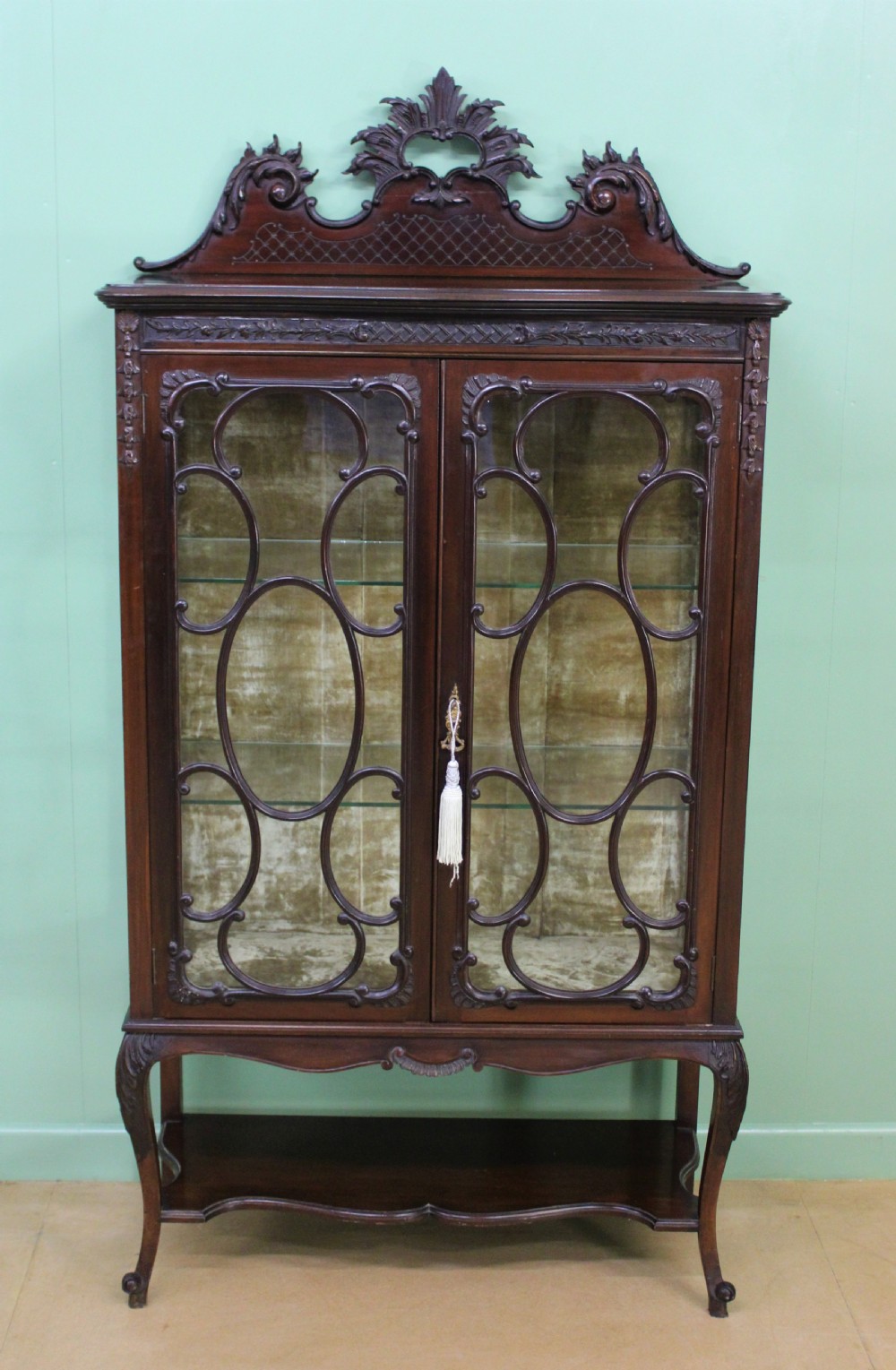 Maple and Co Carved Mahogany Display Cabinet View VI