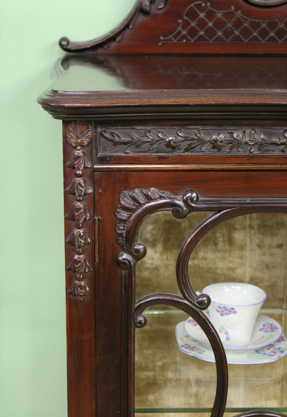 Maple and Co Carved Mahogany Display Cabinet View IX