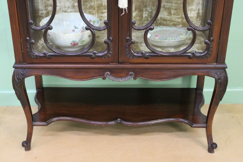 Maple and Co Carved Mahogany Display Cabinet View XI