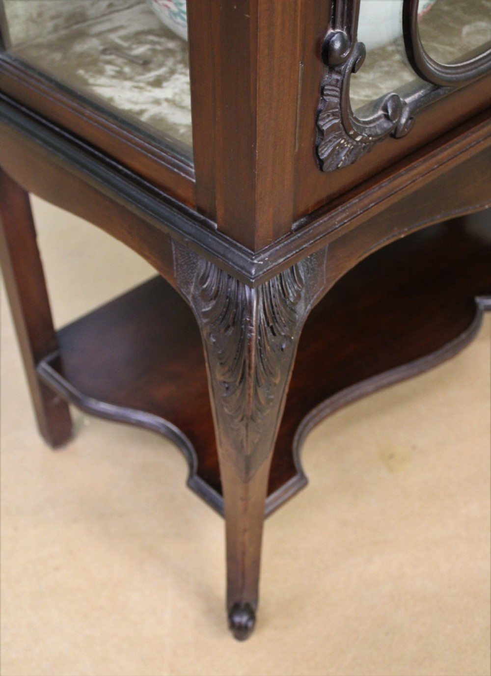 Maple and Co Carved Mahogany Display Cabinet View XII