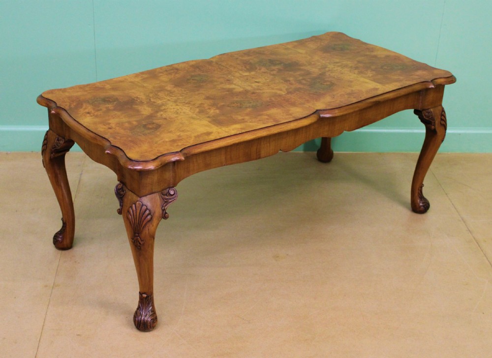 Queen Anne Style Burr Walnut Coffee Table