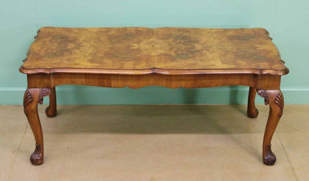 Queen Anne Style Burr Walnut Coffee Table View II