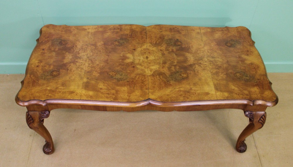 Queen Anne Style Burr Walnut Coffee Table View III