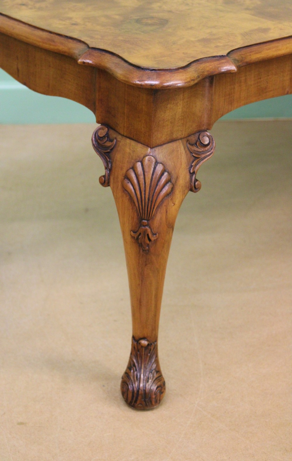 Queen Anne Style Burr Walnut Coffee Table View IV