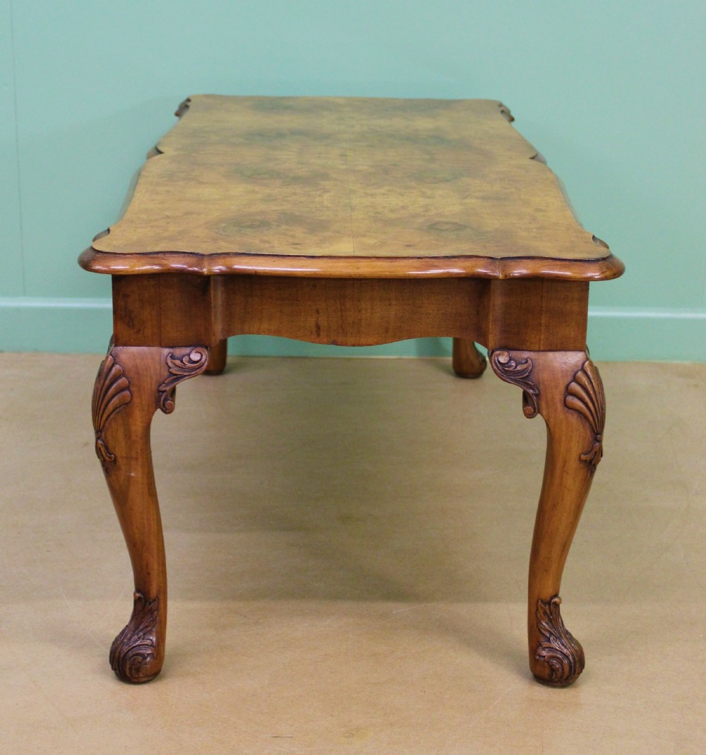 Queen Anne Style Burr Walnut Coffee Table View V