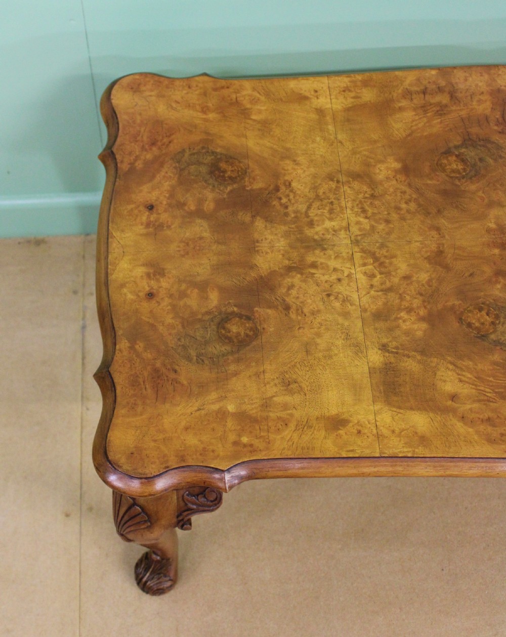 Queen Anne Style Burr Walnut Coffee Table View VI