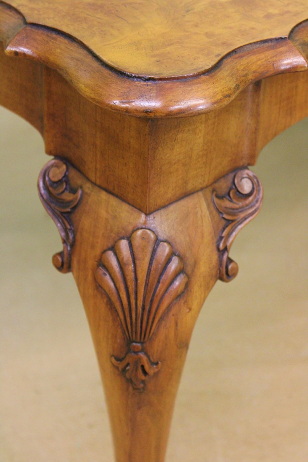 Queen Anne Style Burr Walnut Coffee Table View VII