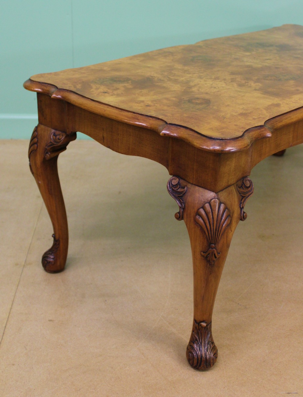 Queen Anne Style Burr Walnut Coffee Table View IX