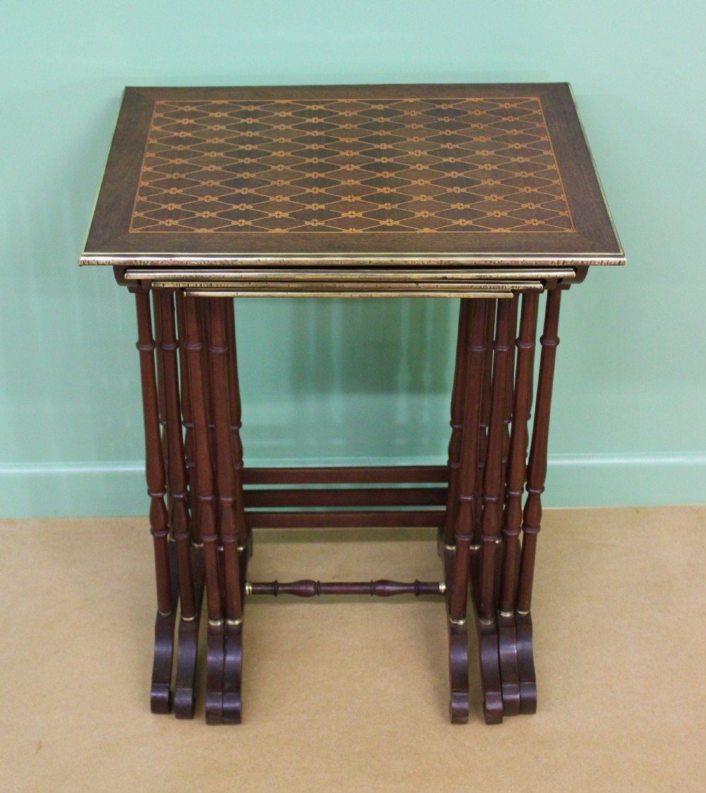 Nest of 4 Marquetry Inlaid Tables View II