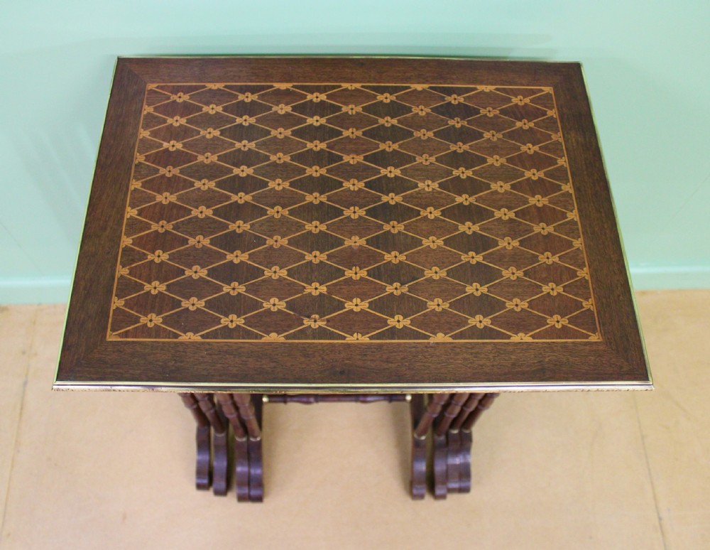 Nest of 4 Marquetry Inlaid Tables View III