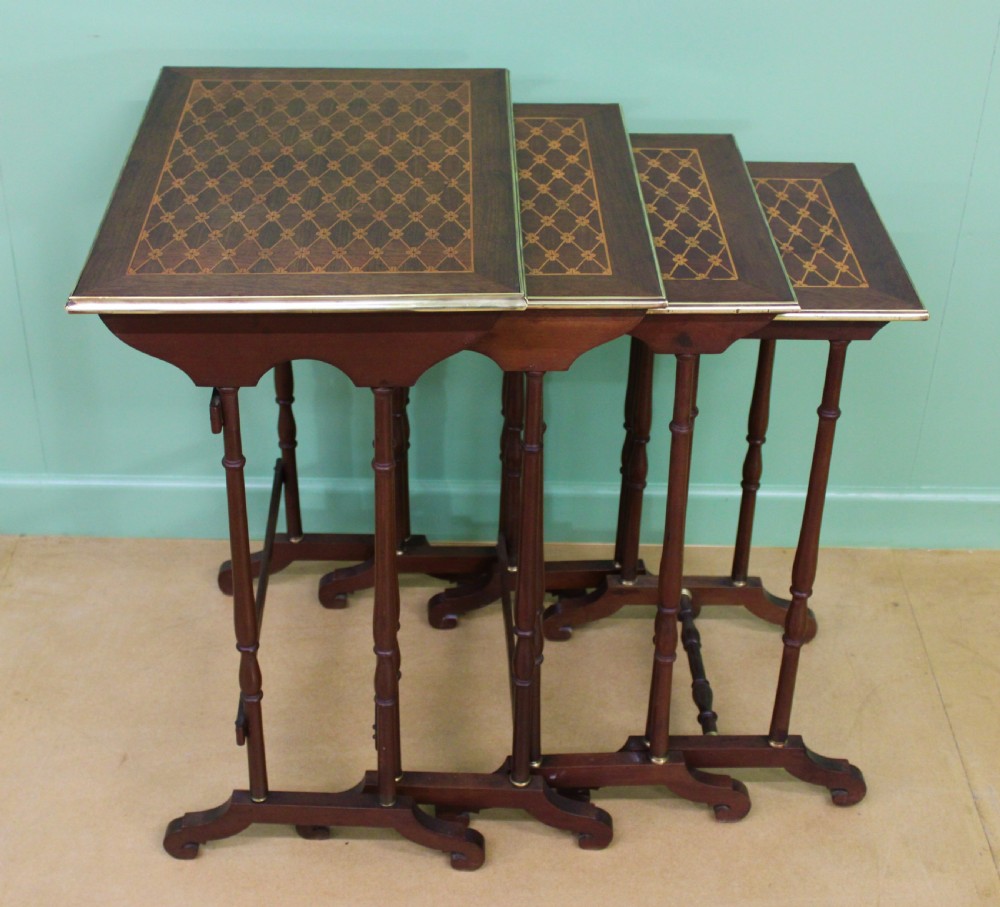 Nest of 4 Marquetry Inlaid Tables View IV