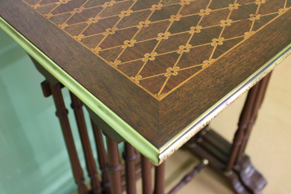 Nest of 4 Marquetry Inlaid Tables View VI