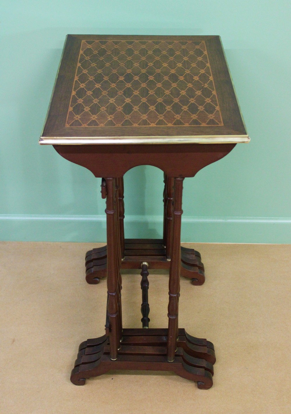 Nest of 4 Marquetry Inlaid Tables View VIII