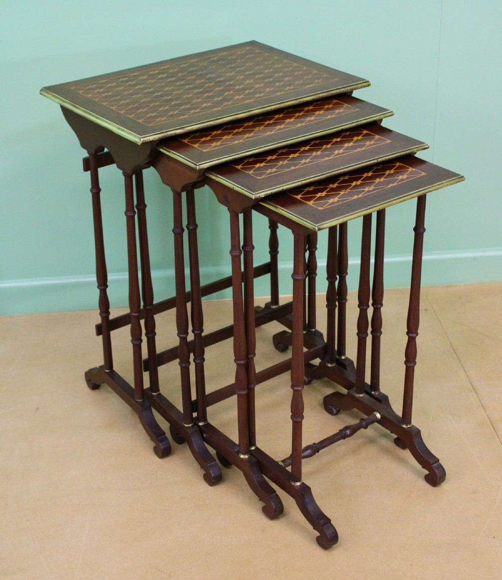 Nest of 4 Marquetry Inlaid Tables View IX