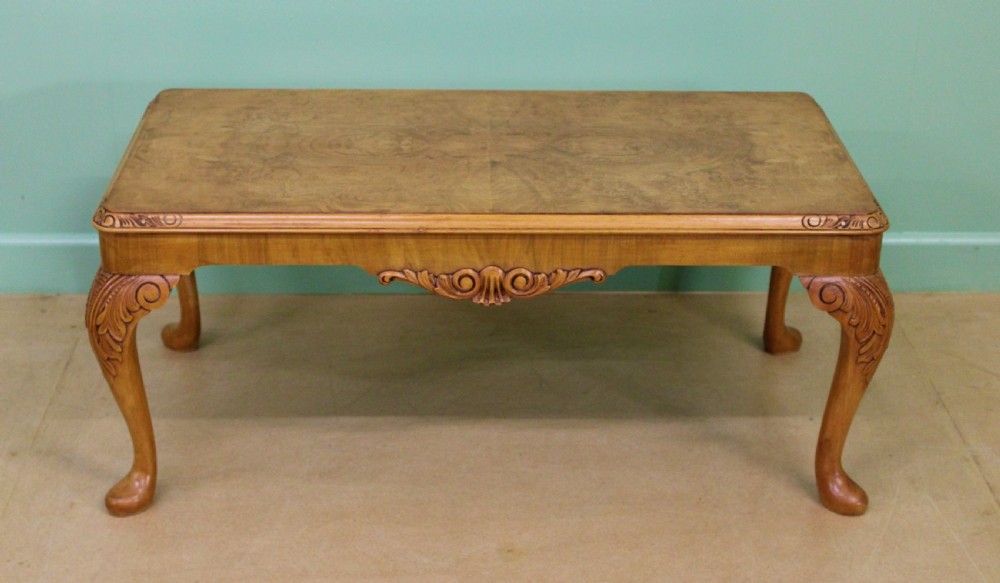 Queen Anne Style Burr Walnut Coffee Table View VII