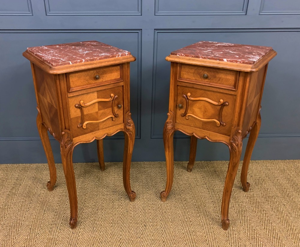Pair of French Walnut Bedside Cupboards