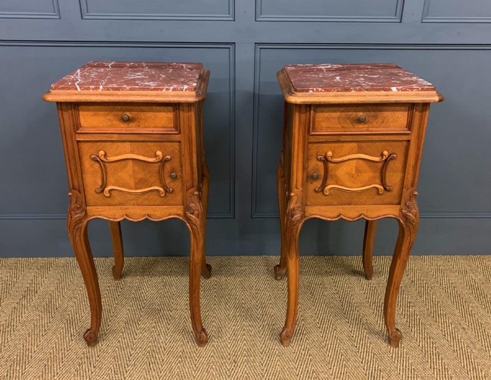 Pair of French Walnut Bedside Cupboards View II
