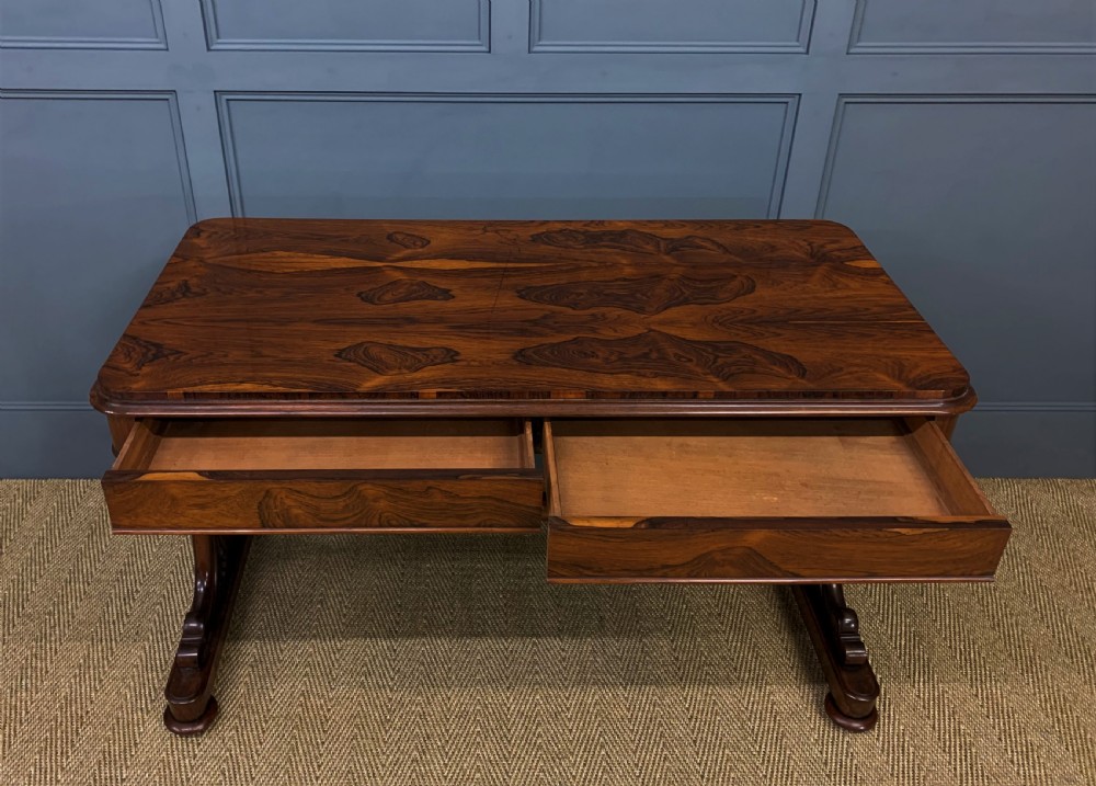 William IV Rosewood Library Stretcher Table View IX
