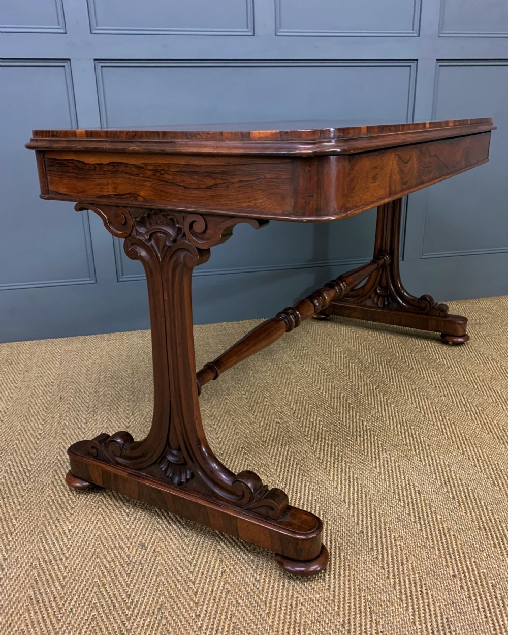 William IV Rosewood Library Stretcher Table View XIII